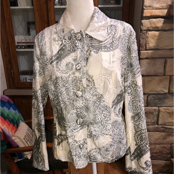 Chico's Jackets & Blazers - CHICOS SIZE 1 SIZE MEDIUM DRESSY MIXED MEDIA JACKET PAISLEY PATTERN FULLY LINED
